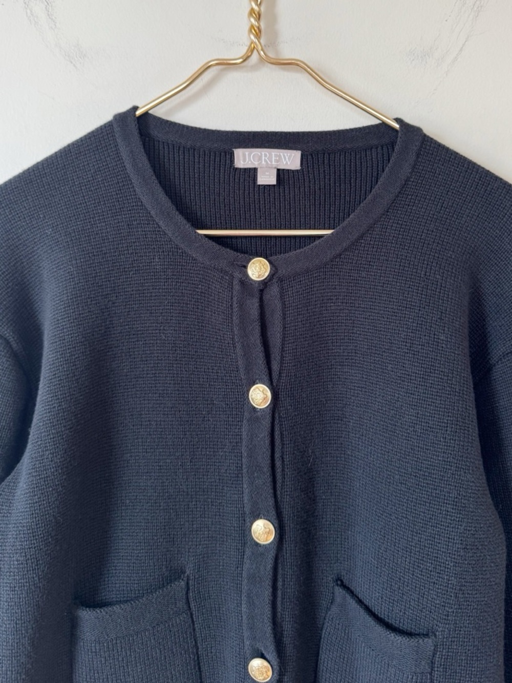 J. Crew Emilie Black Knit Sweater Lady Jacket Cardigan Gold Buttons S - Picture 4 of 7